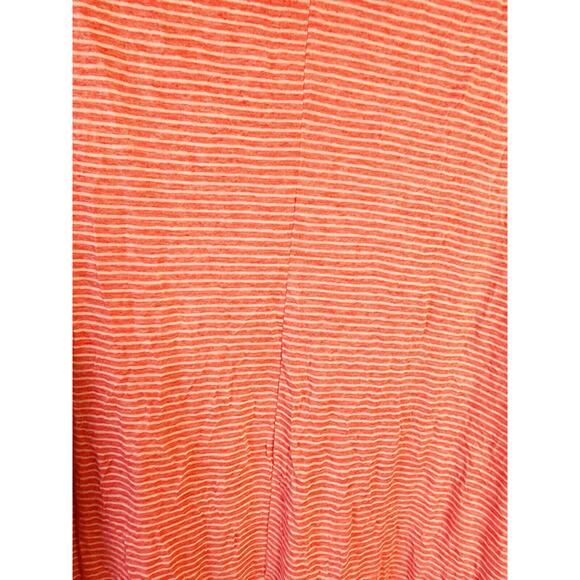 NEW Comfy USA Crinkle Rachel dress Small sleeveless Coral Striped Midi Lounge - Picture 5 of 12
